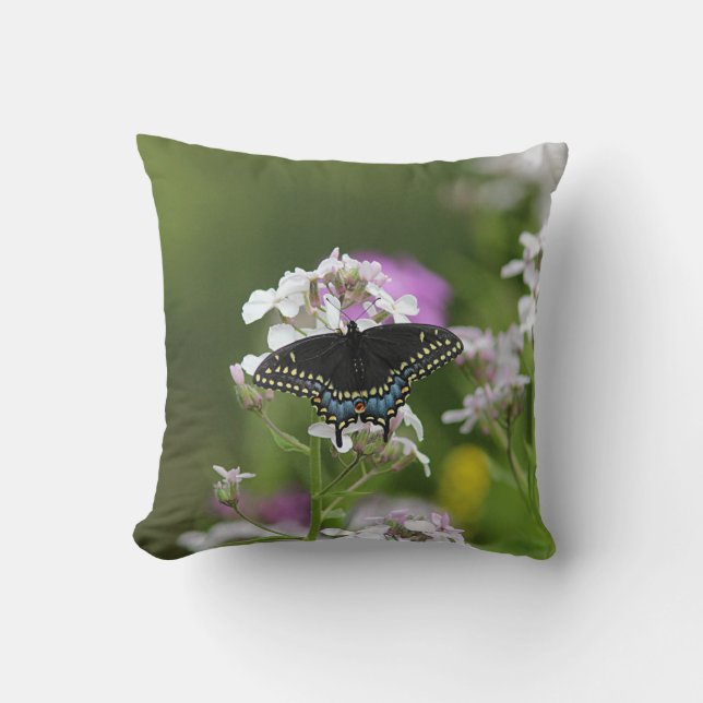 Black swallowtail butterfly cushion (Front)