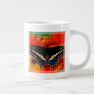 Black Swallowtail Butterfly on Gerberia Daisy Large Coffee Mug