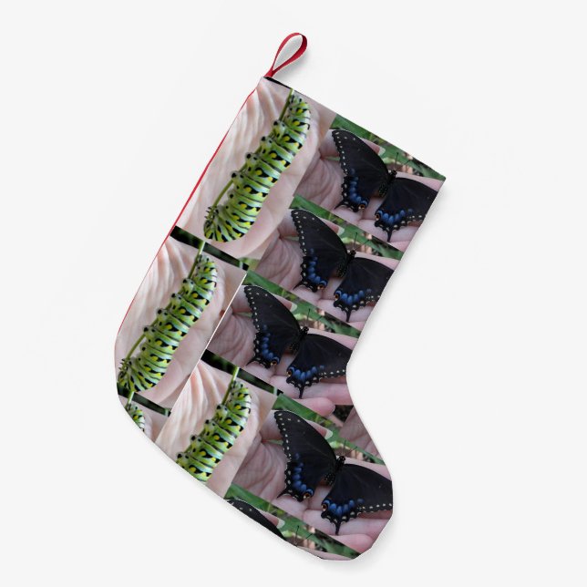 Black Swallowtail cat/butterfly-christmas stocking (Front (Hanging))