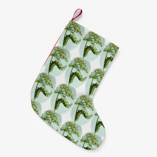 Black Swallowtail caterpillar eating-stocking Small Christmas Stocking (Front (Hanging))