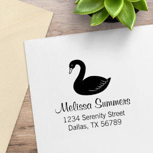 Black Swan Address Rubber Stamp