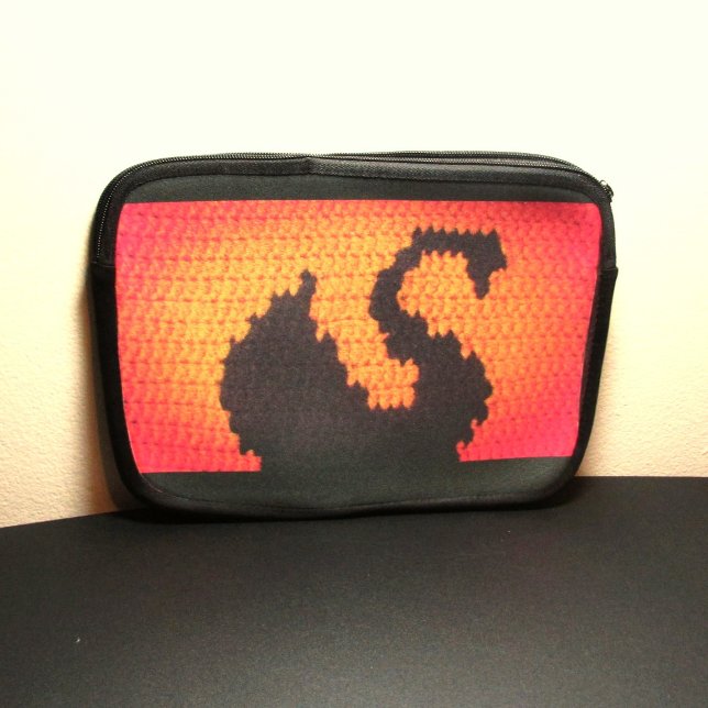 Black Swan Artisan Crochet Print Electronics Bag   (Creator Uploaded)