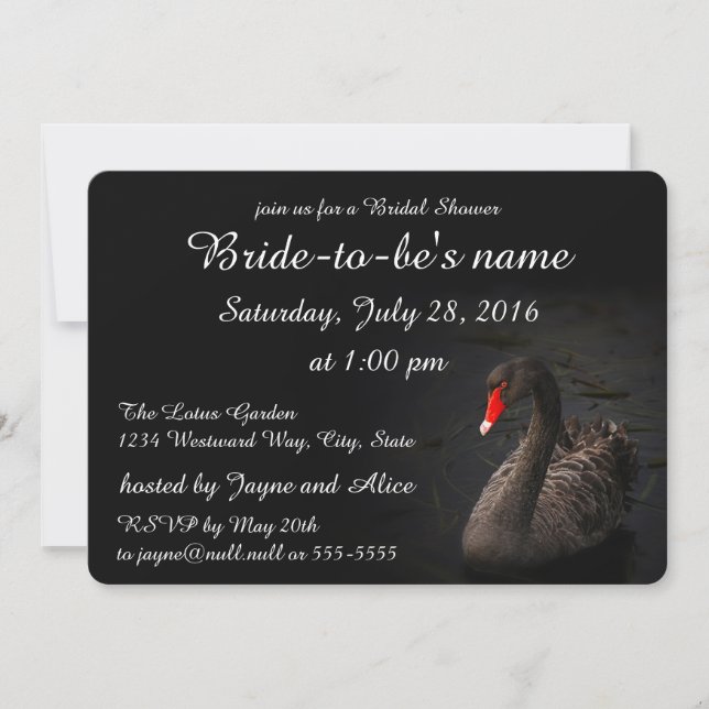 Black Swan Bridal Shower Invitation (Front)