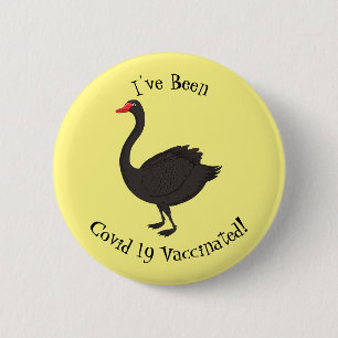 Black swan cartoon illustration  6 cm round badge