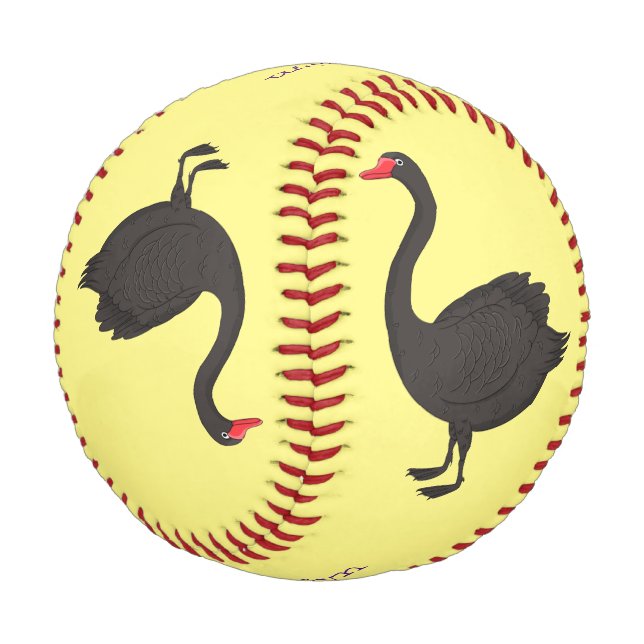 Black swan cartoon illustration baseball (Angled)
