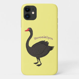 Black swan cartoon illustration iPhone 11 case