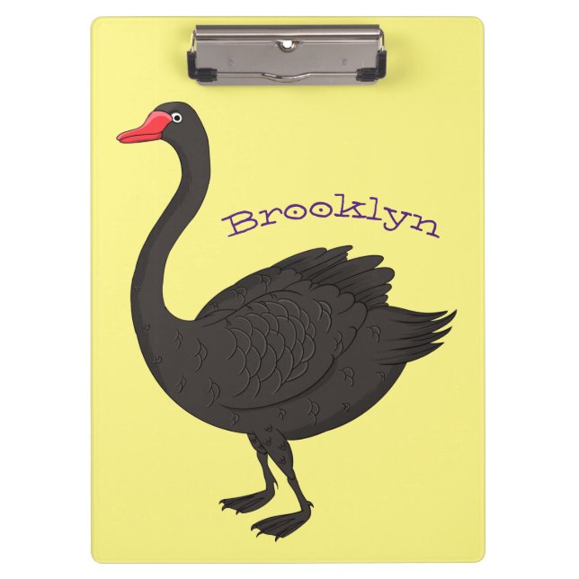 Black swan cartoon illustration clipboard (Front)