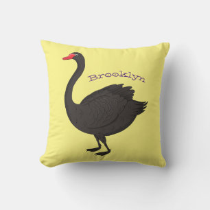 Black swan cartoon illustration cushion