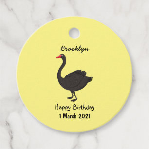 Black swan cartoon illustration favour tags