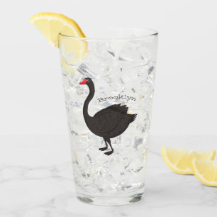 Black swan cartoon illustration  glass