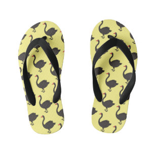 Black swan cartoon illustration  kid's flip flops