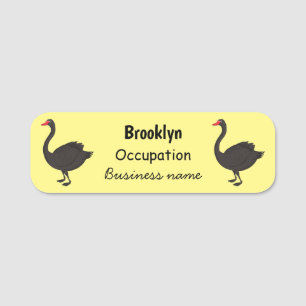 Black swan cartoon illustration  name tag