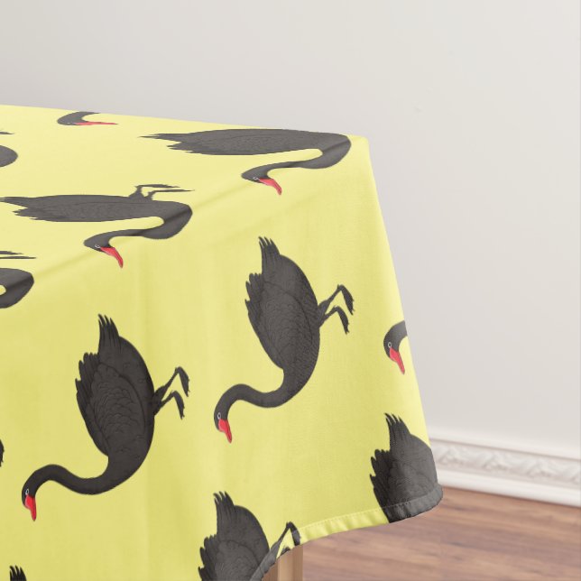 Black swan cartoon illustration tablecloth (In Situ)