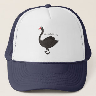 Black swan cartoon illustration trucker hat
