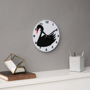 Black Swan Design Round Clock