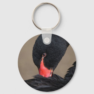 Black Swan Faux Canvas Key Ring