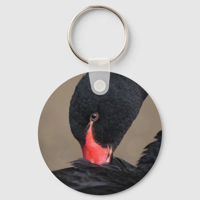 Black Swan Faux Canvas Key Ring (Front)