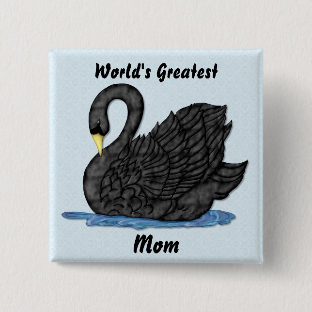 Black Swan for Mum 15 Cm Square Badge (Front)