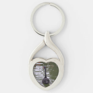 Black Swan Heart Keychain