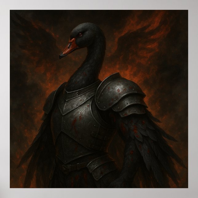 Black Swan Knight – Dark Fantasy Warrior Poster (Front)