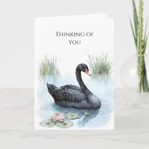 Black Swan Lotus Flower Thinking of you Card