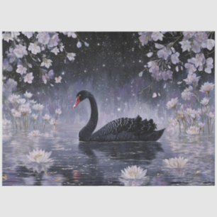 Black Swan Moonlit Starry Lake Tissue Paper