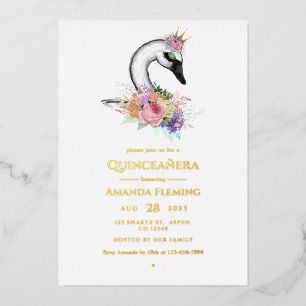 Black Swan Quinceañera Foil Invitation