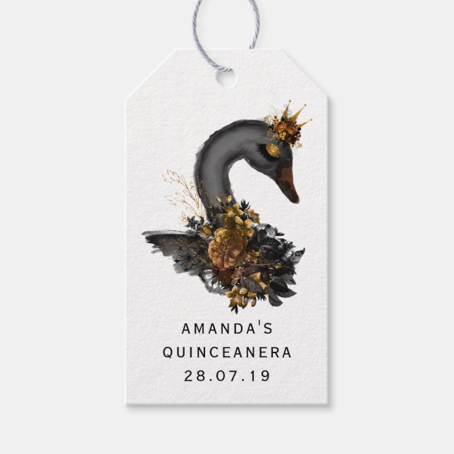 Black Swan Quinceañera Gift Tags (Front)