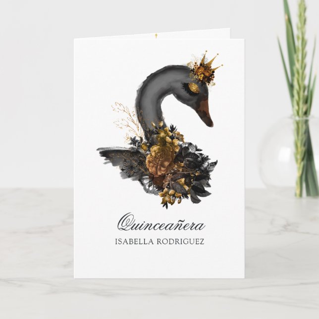 Black Swan Quinceañera Photo Invitation (Front)