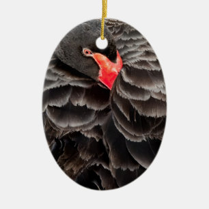 Black swan resting ceramic tree decoration