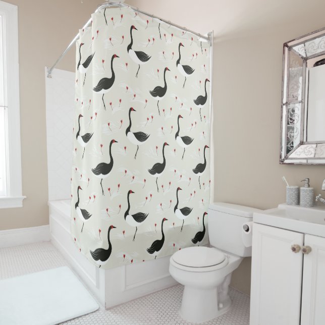 Black Swan Serenade Shower Curtain (In Situ)