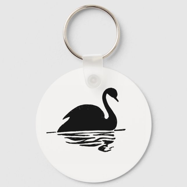Black Swan Silhouette Key Ring (Front)