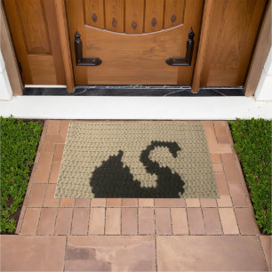 Black Swan Silhouette Natural Crochet Print Doormat