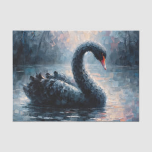 Black Swan Swimming Painting  Tissue Paper