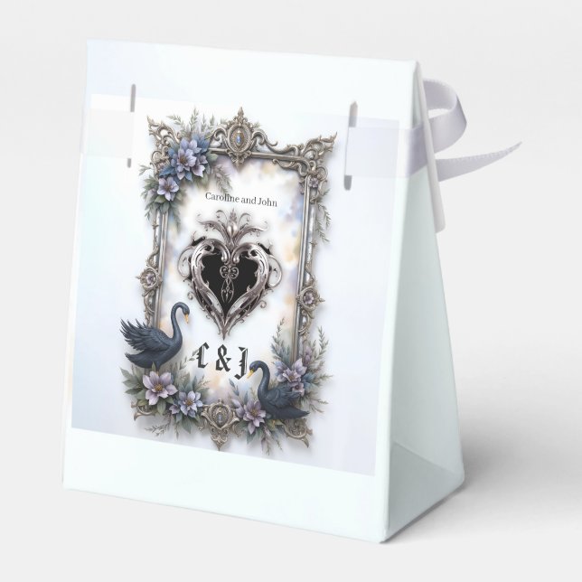 Black Swan Wedding Frame – Gothic Romance Love Favour Box (Back Side)