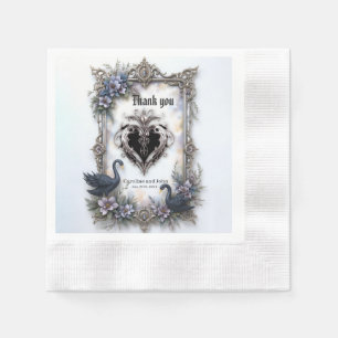 Black Swan Wedding Frame – Gothic Romance Love  Napkin