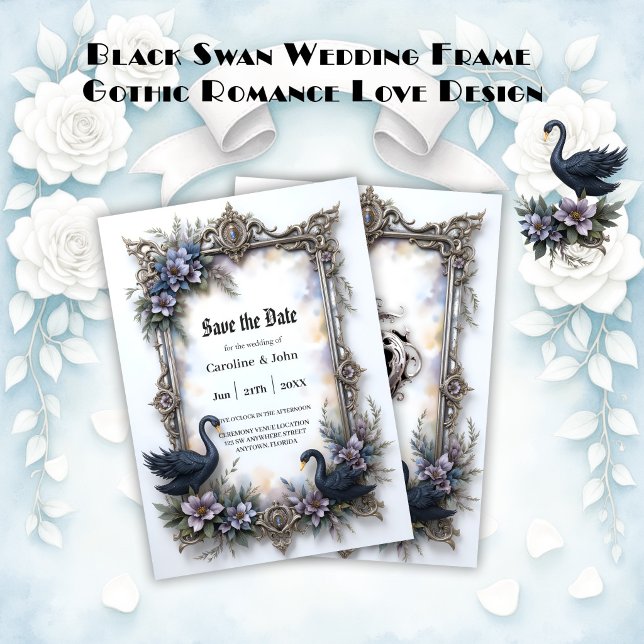 Black Swan Wedding Frame – Gothic Romance Love  Save The Date (Creator Uploaded)