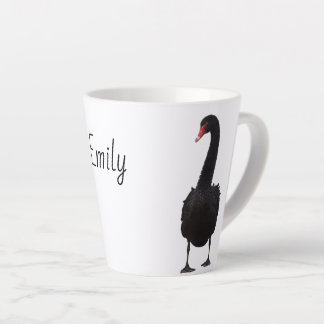 Black Swan Wildlife Art Personalised Name Animal Latte Mug