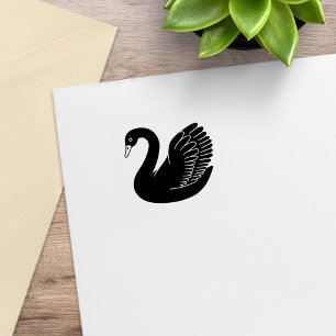 Black Swan Wings up 1x1 Rubber Stamp