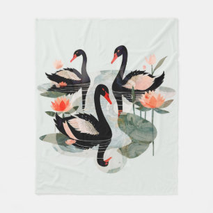 Black Swans Fleece Blanket