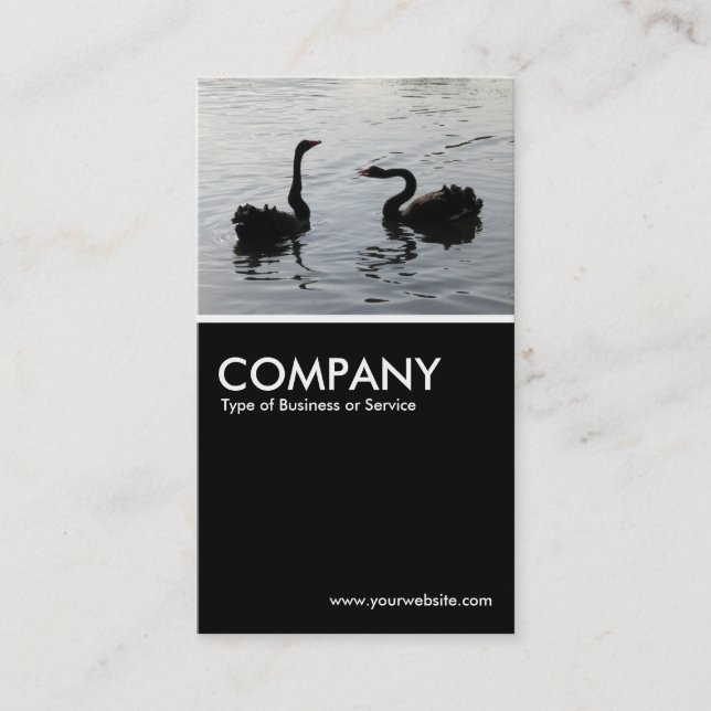 Black Swans Greeting - Black Business Card (Front)