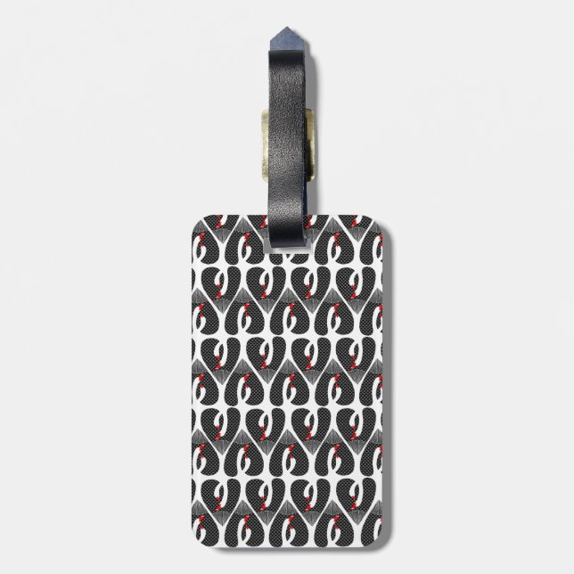 BLACK SWANS HEART PATTERN LUGGAGE TAG (Back Vertical)