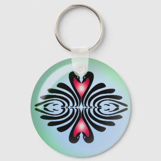 BLACK SWANS & HEARTS BUBBLE by SHARON SHARPE Key Ring