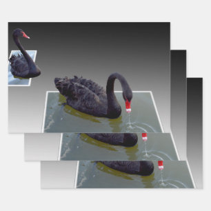 Black Swans In Ponds, Gift Wrap, Decoupage Sheets, Wrapping Paper Sheet