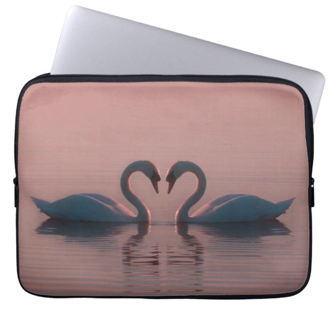 Black Swans Must Be Love Pink Sky Laptop Sleeve (Front)