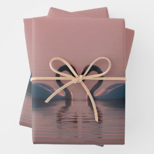 Black Swans Must Be Love Pink Sky Wrapping Paper Sheet