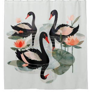 Black Swans Shower Curtain
