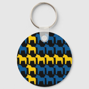 Black Sweden Dala Flag Key Ring