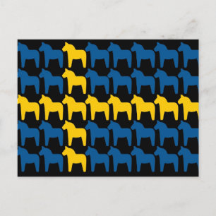 Black Sweden Dala Flag Postcard