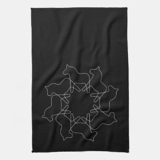 Black Swedish Dala Horse Snowflake Tea Towel